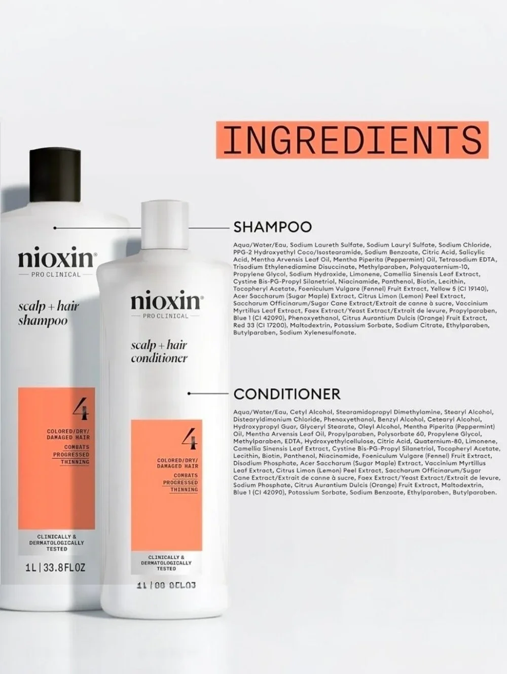Nioxin System 4 -With Shampoo Conditioner And Treatment 3pc Set *Open Bottles